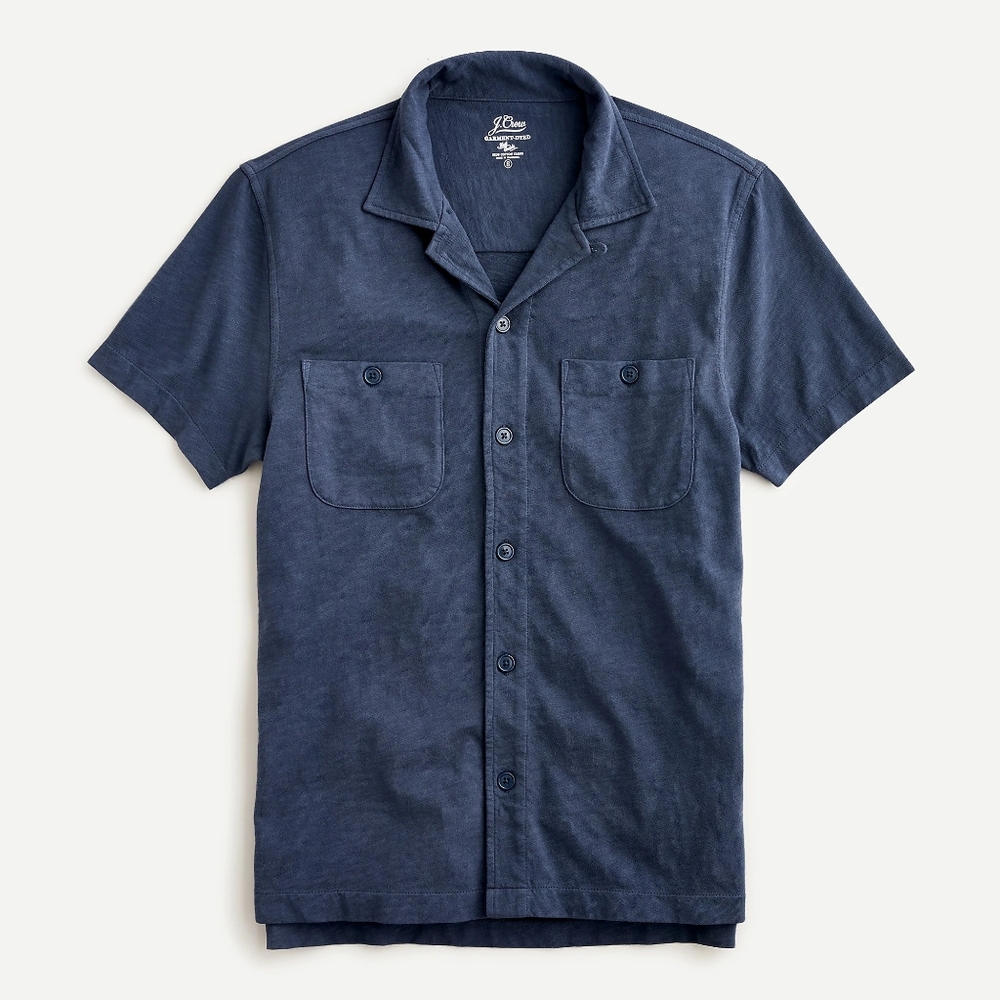 J. Crew Camp Collar Garment Dyed Harbor Shirt